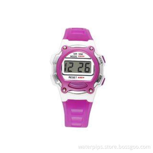 Pink Plastic Alarm Multifunction Ladies Wrist Watch With St